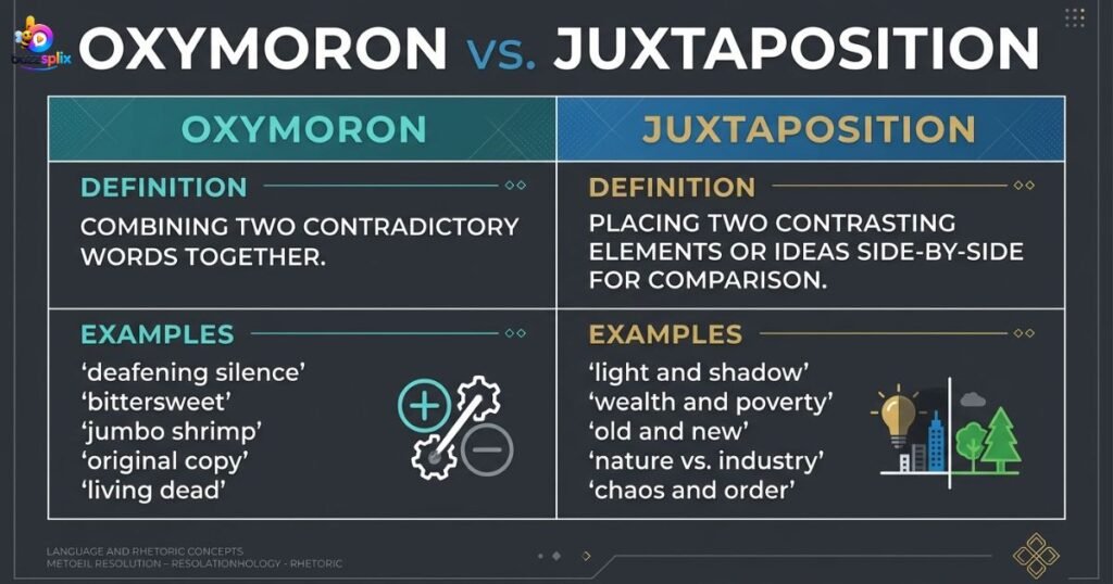 Oxymoron vs Juxtaposition Comparison Table