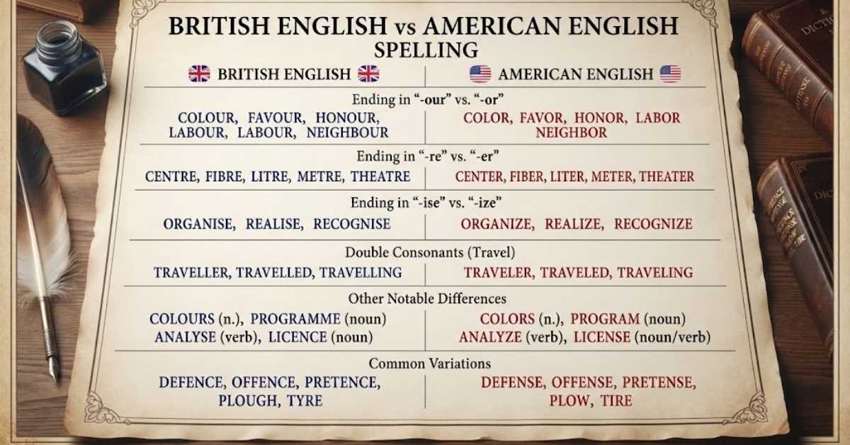 British English vs American English Spelling