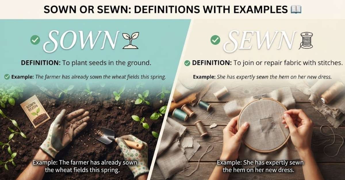 Sown or Sewn: Definitions with Examples 📖